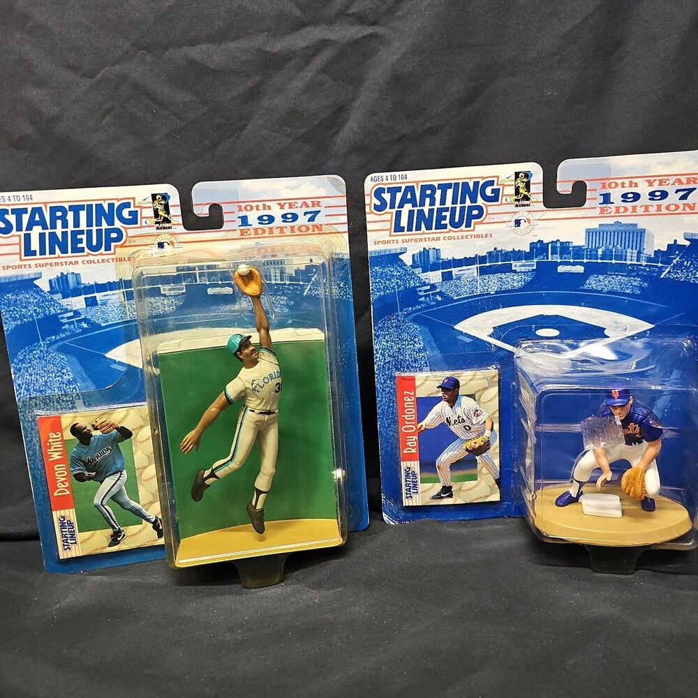 1997 Starting Lineup Baseball Figures Lot (2) Sealed Devon White Rey Ordonez